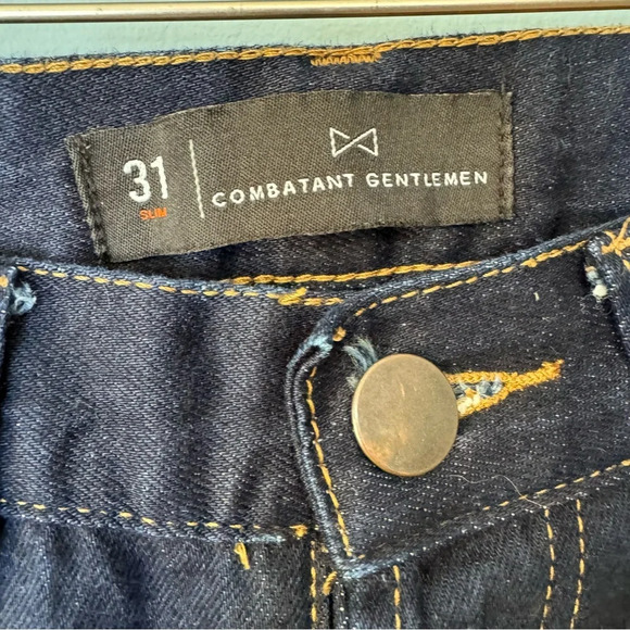 COMBATANT GENTLEMEN 100% Cotton Selvedge Button Fly Slim Straight Jeans. 31 - Picture 3 of 13